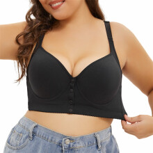 Underwire Bras for Women Push up Full-Coverage Bra Front Close Bra for Big Bust Thin Cup Minimizer Bras for Women Black, 42D