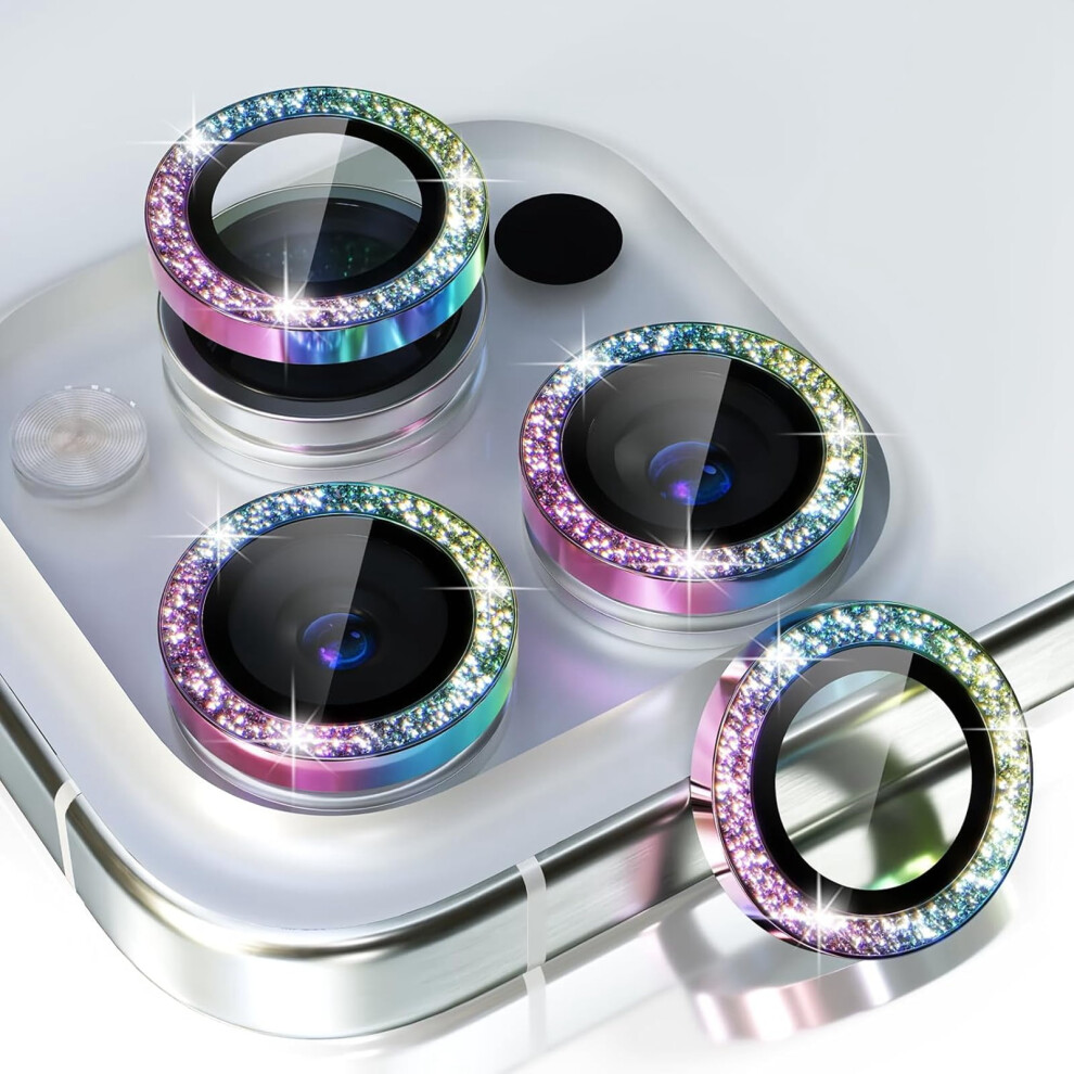 Compatible With Iphone 15 Pro Max Camera Lens Protector Â Bling Glitter 9H Tempered Glass, Metal Ring, Hd Clear, Case-Friendly 9028731560564