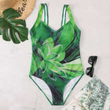 (Green, XL) Women\'s Deep V-neck Monokini Swimwear