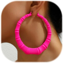 Women's Bamboo Hoop Earrings Gold Black Rose Red