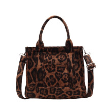 Bolso de mano de mujer con asa superior, bolso cruzado de moda con estampado de leopardo, bolso de hombro