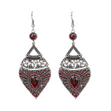 1 Pair Drop Earrings Ethnic Style Fashion Jewelry Alloy Hollowed-out Waterdrop Women Earrings for Date
