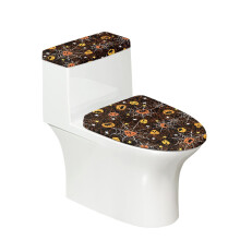 Toilet Lid Seat Cover Set Pumpkin Spider Web Set of 2 Fits All Toilet Shapes for Household Elastic Bottom Toilet Lid Cover