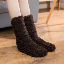 Crew Socks, Knee-High Warm Fuzzy Coral Fleece Socks for Women – Soft Slouch & Dress Socks, Coffee Design