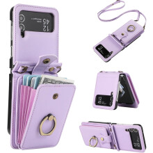 Wallet Phone Case Compatible with Samsung Galaxy Z Flip 4 5G (2022) – Crossbody Strap, Ring Stand, RFID Card Holder