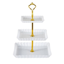 3 Tier Cupcake Stand Holder, Plastic Cup Cake Stand Tower with Tiered Serving Tray for Cupcakes, Donuts, Fruits and More White