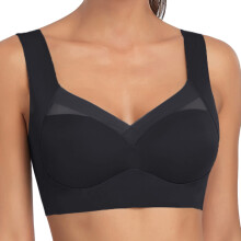 Womens Bras for Older Women Seamless Wireless Posture Correcting Push Up No Underwire Anti Sagging Full Coverage Ice Silk Bra Black, XXXL