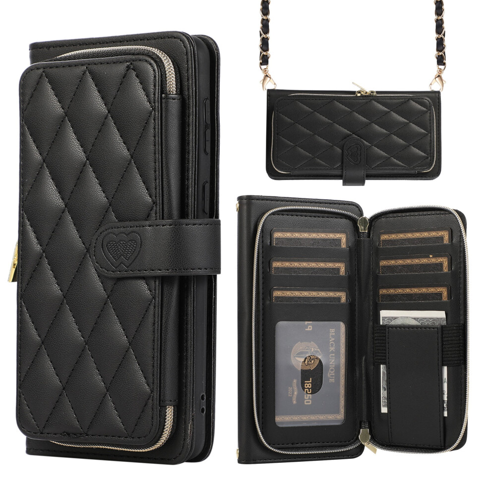 Samsung Galaxy S24 Wallet Case With Multi-Zipper Purse, Card Slots & Crossbody Strap Â Compatible With S24 5G 9479868991507