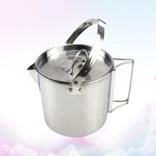 OUNONA 1.2L Stainless Steel Kettle Collapsible Outdoor Boil Water Hangable Pot Hot Soup Cookware for Mountaineering Camping Picnic