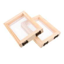 2 Pcs Paper Making Kit Paper Making Mould Mould and Deckle for Paper Making Wooden Paper Frame 13.00X10.00X2.20CM Beige