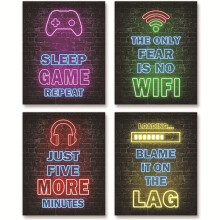 4PCS 8x12in Gaming Posters – Boys' Game Room Wall Decor, Compatible with Gaming Themed Rooms