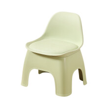 Backrest Stool - 12 inch Plastic Step Stool w/ Handle - Kids Adult Lightweight Seat - Living Room Bathroom Utility Stool (Blue)