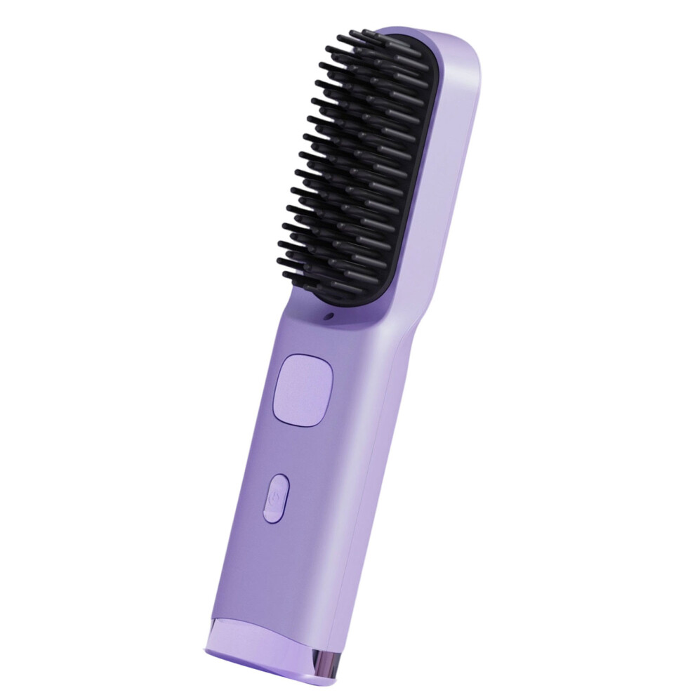 Purple Cordless Hair Straightener And Curler Comb For Home