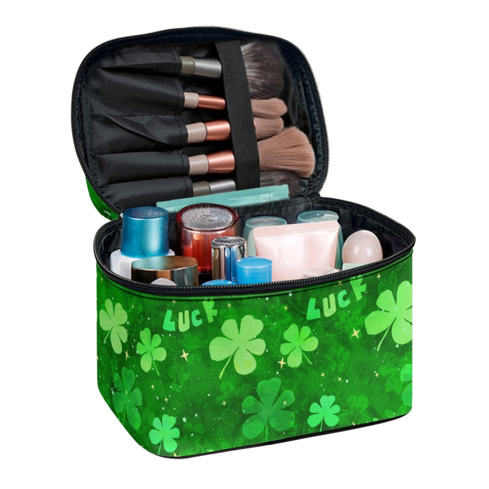 Lucky Clover Makeup Cosmetic Bag Woman With Brush Storage Space-Efficient Lightweitht