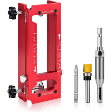 Door Hinge Jig for Router – Adjustable Aluminum Template Kit, Fits 2.5"-5" Hinges, Compatible with 1/4", 5/8" Radius & Square Corner Types