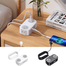 Travel Power Strip under $5! Travel Power Strip with USB, Compact Portable Charging Station with 4 Outlets, Short Extension Cord for Hotel Car Office