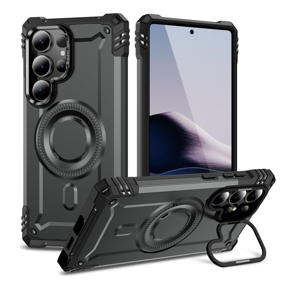 Magnetic Phone Case For Samsung Galaxy S25/S25 Plus/S25 Ultra, Shockproof Rugged Protection, Wireless Charging Grey 9092120218404