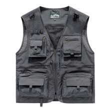 Herenvest/gilet van ademend mesh met opengewerkt camouflagepatroon, meerdere zakken, geschikt voor journalisten, fotografen, vissers, enz.