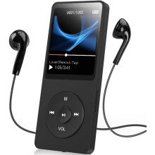 A02S 64GB MP3 Player with FM Radio, Voice Recorder, 70 Hours Playback and Expandable Up to 128GB, Black