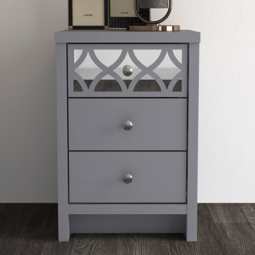 Arianna 3 Drawer Bedside Cabinet Cool Grey