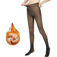 Fleece Lined Tights Women Leggings Thermal Pantyhose Fake Translucent Tights Opaque High Waisted Winter Warm Sheer Tight
