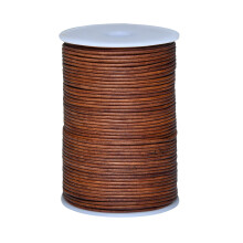 Round Genuine Leather String Cord 2.0mm, Distressed Saddle Leather Rope for Jewelry Making, Necklaces, Bracelets, Kumihimo, Crafts – Compatible with