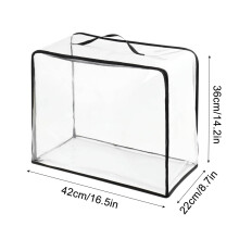 Clear Zippered Storage Bags for Sweaters, Sheets, Pillows & Clothes - PVC Plastic Organizer Bags with Label Pockets for Closet & Linen Storage