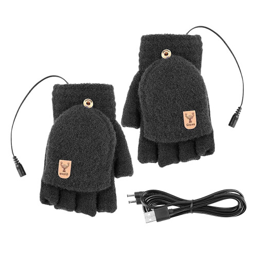 5V Electric Heating USB Heated Gloves, Half Finger Design Thickened Warmth, Computer Charger Power Supply, Back Hand Heating Function Winter Warmth