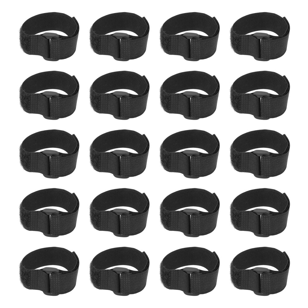 20Pcs Reusable Nylon Cable Ties With Hook & Loop Fastener 20X200mm Black 7891377169352