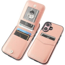Compatible with iPhone 16 Case: Premium Leather Wallet with Card Holder, Magnetic Clasp, Kickstand & Heavy-Duty Protection