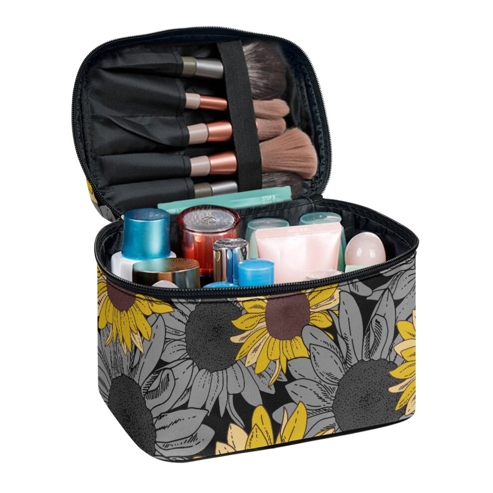 Portable Cosmetic Bag Organizer â Tropical Hibiscus & Plumeria Design, Compatible with All Makeup Brushes