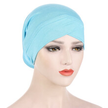 Women Solid Plain Cotton Stretch Elastic Neck Hat Hair Head Wrap Headband Turban