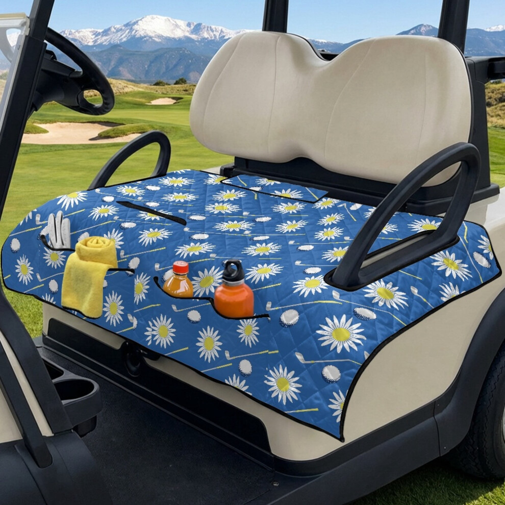 Breathable Golf Cart Seat Covers W/ Daisy Ball Print Â Compatible With Ezgo, Yamaha, Club Car, 2-Person Seats 9028731909349