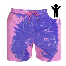 Children Summer Beach Shorts Kids Boys Temperature Sensitive Color Changing Swim Trunks Drawstring Quick Dry Water Sports Pants