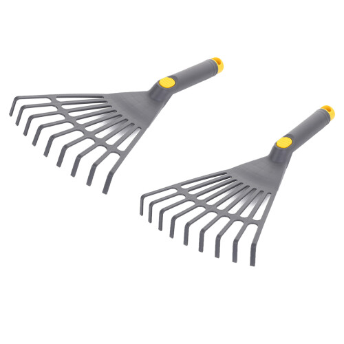 1 Pair Of Plastic Garden Rakes 17cm Width Optimized For-grey