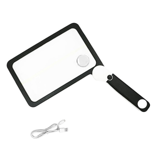 3X Folding Handheld Magnifying Glass with 72 LED Light-black