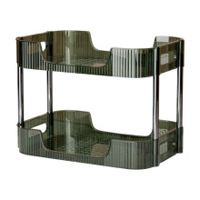 Organisateur cosmétique transparent en acrylique à 2 niveaux pour coiffeuse de salle de bain, présentoir pour soins de la peau et parfums,