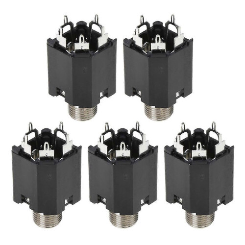 5 Pin 6.35MM Audio Microphone Female Socket Panel Solder Conenctor with Nut