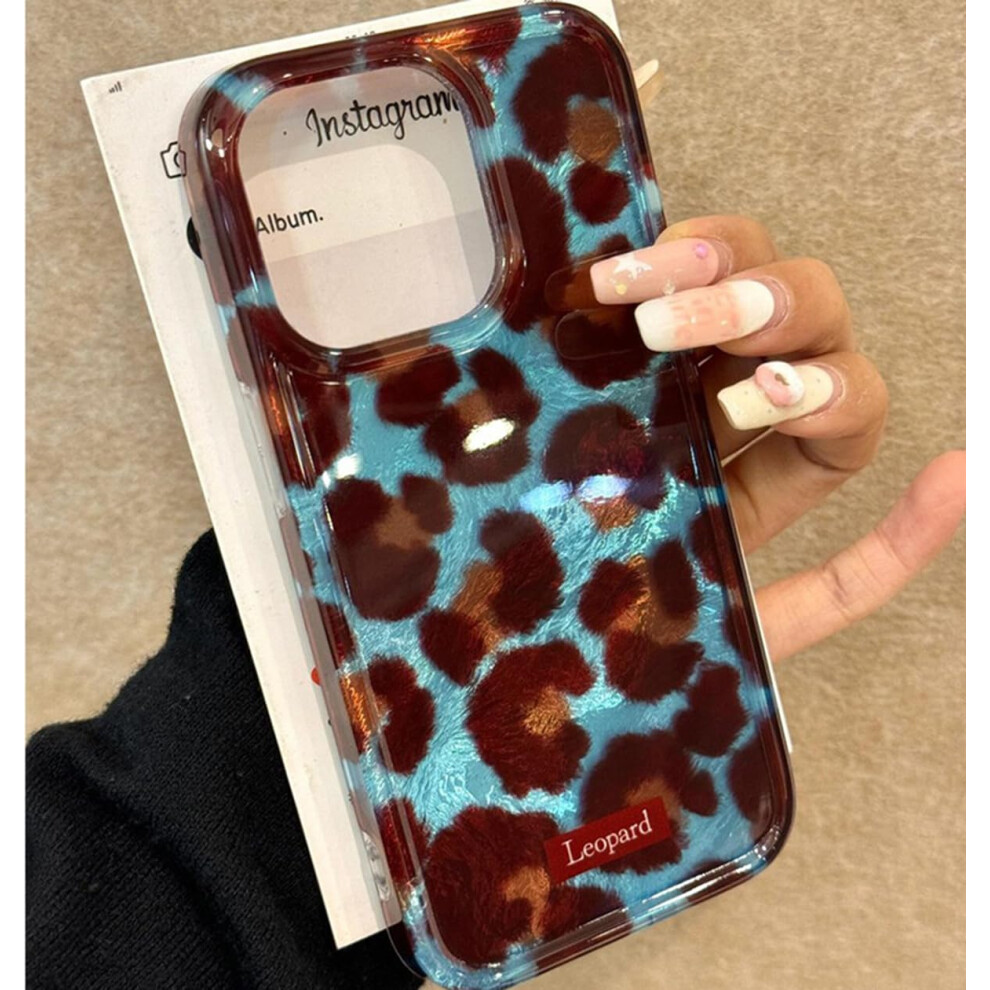 Leopard Print Slim Shockproof Tpu Case For Iphone 13 14 Cover For Women Wireless Charging Ready Blue 9092120215069