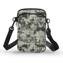 Digitale camouflagedesignede crossbody-tasker med dobbelt lynlås i polyester til voksne, 10,4 x 4,3 x 18,3 cm, til udendørs daglig brug
