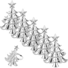 Ensemble de 6 ronds de serviette sapin de Noël - Élégants porte-serviettes en métal pour la décoration de table de Noël, parfaits pour les