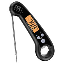 Sofort ablesbares Fleischthermometer – Schnell, präzise, mit hintergrundbeleuchteter, zweifach faltbarer Sonde für Grill, Backofen, Braten,