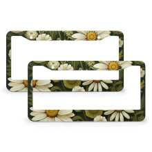 2pcs Daisy Pattern Sage Green Aluminum License Plate Frames, Compatible with All Cars, 2-Hole Design