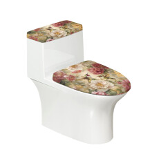 Hummingbird Floral toalettbeskyttelsestrekk for justerbar polyester elastisk kant sklisikker lettstelt universal enkel å rengjøre koselig