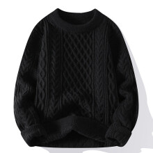 Herren-Langarmpullover, Zopfmuster, Grobstrick, klassischer Freizeitpullover mit Rundhalsausschnitt und Rippstrickbündchen