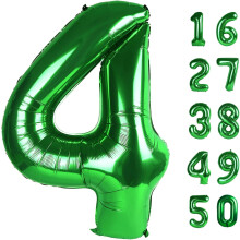 40 Inch Green Foil Number 4 Balloons – Giant Jumbo Mylar Helium Balloons for 14th Birthday, Anniversary & Party Decor (Compatible with Helium)