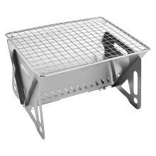 Réchaud de camping portable à bois avec grille de cuisson - Modèle pliable en acier inoxydable pour la randonnée et les pique-niques