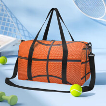 Reisetasche mit Fußball- und Rugby-Motiv, geräumige Aufbewahrungstasche für Sport- und Yogaausrüstung, inklusive Schultergurt, Orange