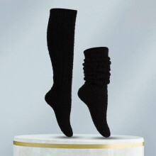 Women's Thick Winter Socks, Warm Home Slouch Socks, Black, One Size, Compatible with All Shoes