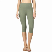 Women's Essential Basic Cotton Spandex Stretch Below Knee Length Capri Leggings